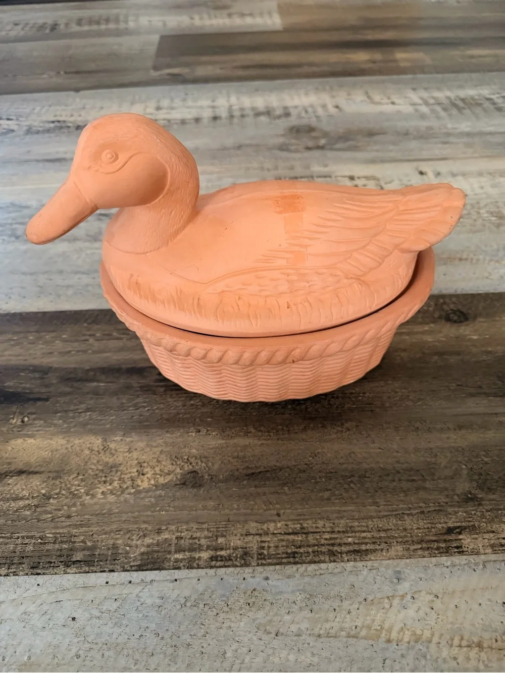 Vintage 1980s Duck on Nest Terra Cotta Baking Dish